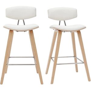 Miliboo Tabourets de bar modernes blanc et bois clair - 2 pièces - Publicité Miliboo Tabourets de bar modernes blanc et bois clair - 2 pièces - Publicité