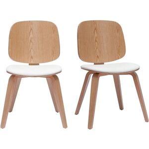 Milibu - Ensemble de 2 chaises en bois nordique - Bois clair / Blanc - Chaises de salle à manger - Publicité Milibu - Ensemble de 2 chaises en bois nordique - Bois clair / Blanc - Chaises de salle à manger - Publicité