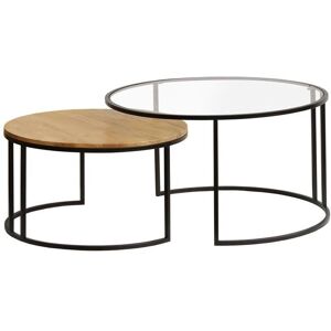 Miliboo - Tables Gigognes Modulables en Verre Trempé et Bois de Manguier - Publicité Miliboo - Tables Gigognes Modulables en Verre Trempé et Bois de Manguier - Publicité