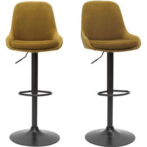 Ensemble de 2 tabourets de cuisine en velours bronze - Milibu - Publicité Ensemble de 2 tabourets de cuisine en velours bronze - Milibu - Publicité