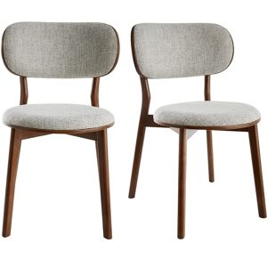 Miliboo - Chaises Scandinaves en Bois Foncé et Tissu Gris - Lot de 2 - Publicité Miliboo - Chaises Scandinaves en Bois Foncé et Tissu Gris - Lot de 2 - Publicité