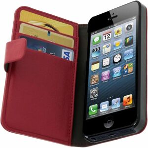 Coque portefeuille à rabat pour iPhone 5/5S/SE - Rouge - Publicité Coque portefeuille à rabat pour iPhone 5/5S/SE - Rouge - Publicité