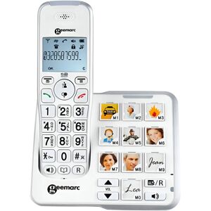 Téléphone fixe senior Geemarc blanc avec boutons photo et répondeur - Fixe - Publicité Téléphone fixe senior Geemarc blanc avec boutons photo et répondeur - Fixe - Publicité