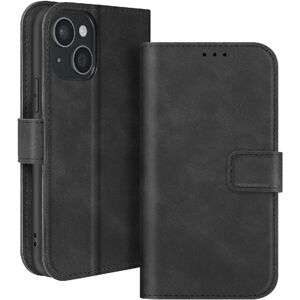 Avizar Étui portefeuille iPhone 15 - Noir - cuir végan - Support - Phone case - Publicité Avizar Étui portefeuille iPhone 15 - Noir - cuir végan - Support - Phone case - Publicité