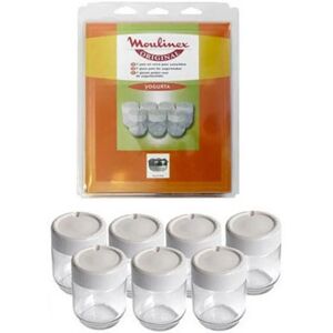 Moulinex - Ensemble de 7 pots en verre avec couvercles - Yaourtière et fromagère - A14A03 - Publicité Moulinex - Ensemble de 7 pots en verre avec couvercles - Yaourtière et fromagère - A14A03 - Publicité