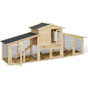 IDMARKET Gallinero con Conigliera Doppia in Legno per 4-5 Polli XXL IDMARKET Gallinero con Conigliera Doppia in Legno per 4-5 Polli XXL