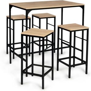 IDMARKET Table de Bar Industrielle avec 4 Tabourets - 100cm - Publicité IDMARKET Table de Bar Industrielle avec 4 Tabourets - 100cm - Publicité