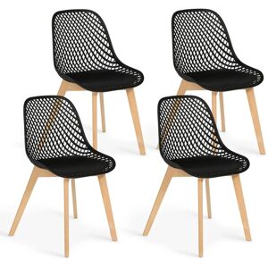 Idmarket Sedie da pranzo scandinave nere Mandy - Set da 4 Idmarket Sedie da pranzo scandinave nere Mandy - Set da 4