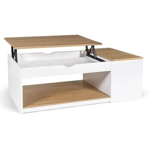 Table basse réglable Idmarket Elea avec rangement en blanc et hêtre - Publicité Table basse réglable Idmarket Elea avec rangement en blanc et hêtre - Publicité