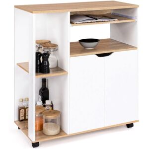 Carrello da cucina Idmarket Cosi in bianco e faggio - Stoccaggio cucina Carrello da cucina Idmarket Cosi in bianco e faggio - Stoccaggio cucina