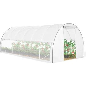 Serre Tunnel De Jardin Idmarket 18m² Blanc Relevable avec Moustiquaire - Publicité Serre Tunnel De Jardin Idmarket 18m² Blanc Relevable avec Moustiquaire - Publicité