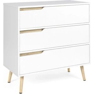 IDMARKET Helsinki Weiß 3-Schubladen Skandinavische Kommode IDMARKET Helsinki Weiß 3-Schubladen Skandinavische Kommode