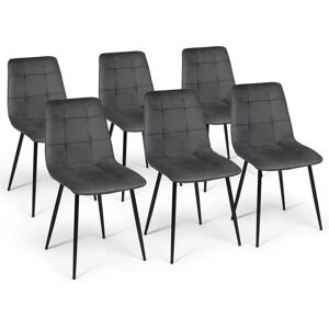 Idmarket Mila Set di 6 Sedie in Velluto Grigio Mila Idmarket Mila Set di 6 Sedie in Velluto Grigio Mila