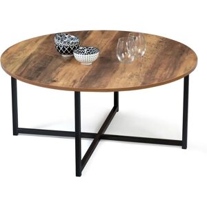 Idmarket Hawkins Industrietisch - Rund in Dunklem Holz, 80cm Idmarket Hawkins Industrietisch - Rund in Dunklem Holz, 80cm