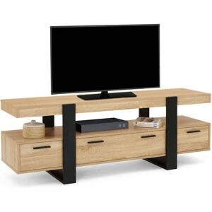 IDMARKET Phoenix TV-Möbel - 140cm - Modern Schwarz/Holz IDMARKET Phoenix TV-Möbel - 140cm - Modern Schwarz/Holz