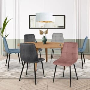 Idmarket MILA Samtstuhl-Set aus 6 in Pastellblau, Grau & Rosa Idmarket MILA Samtstuhl-Set aus 6 in Pastellblau, Grau & Rosa