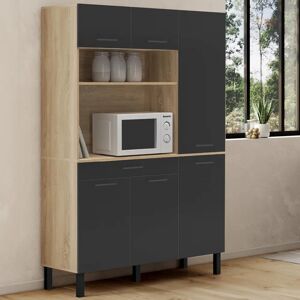 Idmarket CINA Küchenbuffet - Ahorn & Schwarz - 120cm Idmarket CINA Küchenbuffet - Ahorn & Schwarz - 120cm