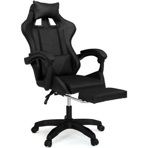 Silla de juego ajustable IDMARKET Alex con reposapiés, reposacabezas y cojín lumbar - Silla de oficina Silla de juego ajustable IDMARKET Alex con reposapiés, reposacabezas y cojín lumbar - Silla de oficina