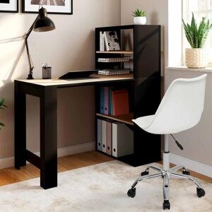 IDMARKET Schreibtisch mit Regal - Modern Buche und Schwarz Büroorganizer IDMARKET Schreibtisch mit Regal - Modern Buche und Schwarz Büroorganizer