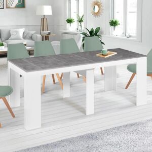 Idmarket Orlando Erweiterbare Konsole - Für 10 Personen - Weiß & Betonoptik Idmarket Orlando Erweiterbare Konsole - Für 10 Personen - Weiß & Betonoptik