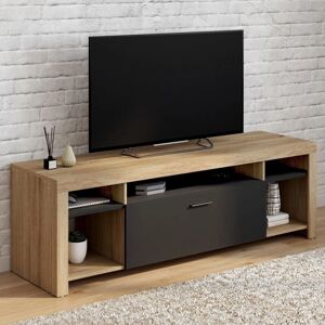 Idmarket MALO Support TV - 140cm, Bois & Noir - Publicité Idmarket MALO Support TV - 140cm, Bois & Noir - Publicité