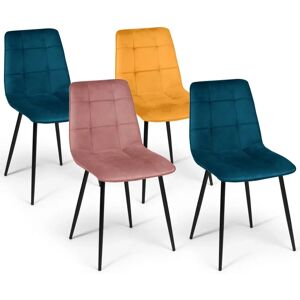 Idmarket Mila Samtstuhlsatz - Blau, Ocker Gelb, Rosa - Stuhlset Idmarket Mila Samtstuhlsatz - Blau, Ocker Gelb, Rosa - Stuhlset