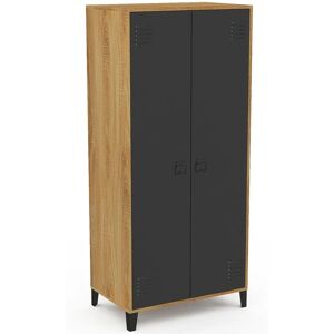 IDMARKET Estor Armoire Industrielle - Métal Noir & Bois - Publicité IDMARKET Estor Armoire Industrielle - Métal Noir & Bois - Publicité