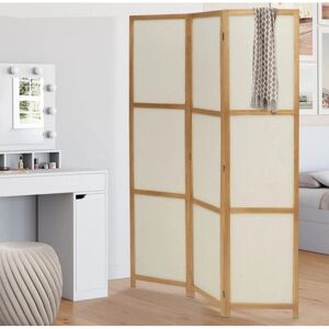IDMARKET Paravent en bois et tissu beige - Cloison - Publicité IDMARKET Paravent en bois et tissu beige - Cloison - Publicité