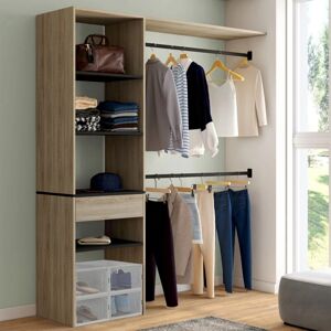 Armoire Meline d'Idmarket - 160x40x180 cm, Noir et Hêtre - Publicité Armoire Meline d'Idmarket - 160x40x180 cm, Noir et Hêtre - Publicité