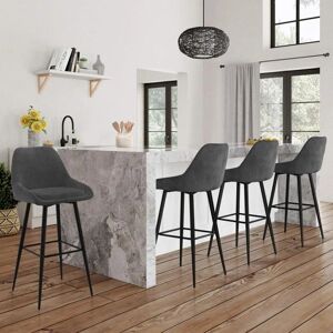 IDMARKET 4 Taburetes de Terciopelo Gris Oscuro con Reposabrazos IDMARKET 4 Taburetes de Terciopelo Gris Oscuro con Reposabrazos