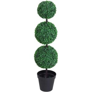 Buis Artificiel Outsunny - 3 Boules, Vert, 30x112cm - Publicité Buis Artificiel Outsunny - 3 Boules, Vert, 30x112cm - Publicité