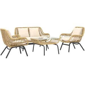 Ensemble de Jardin Outsunny - Style Exotique 4 Pièces Beige - Publicité Ensemble de Jardin Outsunny - Style Exotique 4 Pièces Beige - Publicité