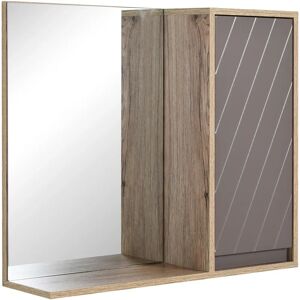 HOMCOM Miroir de salle de bain avec étagère et placard - chêne clair gris - Mobilier de salle de bain - Publicité HOMCOM Miroir de salle de bain avec étagère et placard - chêne clair gris - Mobilier de salle de bain - Publicité