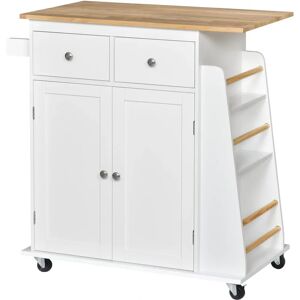 HOMCOM Chariot de Cuisine Blanc Hêtre - Mobilier de Cuisine - Publicité HOMCOM Chariot de Cuisine Blanc Hêtre - Mobilier de Cuisine - Publicité