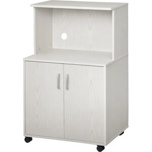 Chariot micro-ondes HOMCOM - Blanc, Étagères réglables, Armoire de cuisine à double porte - Publicité Chariot micro-ondes HOMCOM - Blanc, Étagères réglables, Armoire de cuisine à double porte - Publicité