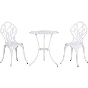 Set da Giardino Outsunny - 2-3 Pezzi, Bianco, Alluminio Elegante, Tavolo Rotondo Set da Giardino Outsunny - 2-3 Pezzi, Bianco, Alluminio Elegante, Tavolo Rotondo