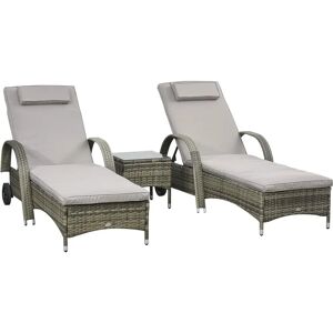 Outsunny Grau Sonnenliege-Set - Gartenmöbel für draußen Outsunny Grau Sonnenliege-Set - Gartenmöbel für draußen
