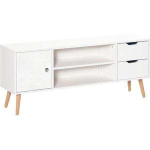 HOMCOM Meuble TV Style Scandinave Blanc Bois Pin - Type de TV - Publicité HOMCOM Meuble TV Style Scandinave Blanc Bois Pin - Type de TV - Publicité