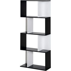 HOMCOM Libreria a forma di S Bicolore Nero e Bianco con 4 Mensole - Libreria HOMCOM Libreria a forma di S Bicolore Nero e Bianco con 4 Mensole - Libreria