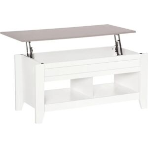 Tavolino rettangolare bianco HOMCOM con piano ribaltabile e spazio di archiviazione Tavolino rettangolare bianco HOMCOM con piano ribaltabile e spazio di archiviazione