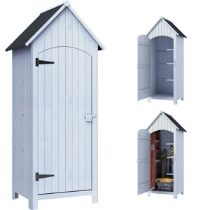 Armoire de jardin blanche Outsunny avec porte verrouillable - Publicité Armoire de jardin blanche Outsunny avec porte verrouillable - Publicité