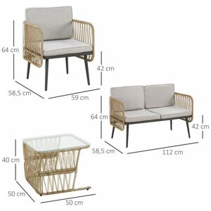Ensemble de Jardin Outsunny - 4 Pièces, Beige, Style Rotin Résine - Publicité Ensemble de Jardin Outsunny - 4 Pièces, Beige, Style Rotin Résine - Publicité