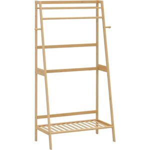 HOMCOM Natürlicher Bambus Kleiderständer - 82x36,8x140cm - mit Regalen & Haken HOMCOM Natürlicher Bambus Kleiderständer - 82x36,8x140cm - mit Regalen & Haken