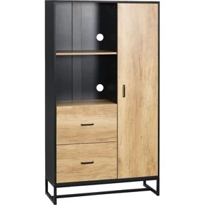HOMCOM Buffet en bois clair et noir avec 2 tiroirs - Rangement cuisine - Publicité HOMCOM Buffet en bois clair et noir avec 2 tiroirs - Rangement cuisine - Publicité