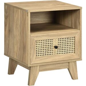HOMCOM Table de chevet Vintage Rattan Facade Rangement Compacte - Publicité HOMCOM Table de chevet Vintage Rattan Facade Rangement Compacte - Publicité