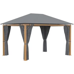 Pavillon da giardino Outsunny con tende - Alluminio, 4x3m Pavillon da giardino Outsunny con tende - Alluminio, 4x3m