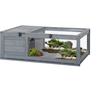 Enclos à Tortues PawHut - Double Espace - Gris - Habitat pour Petits Animaux - Publicité Enclos à Tortues PawHut - Double Espace - Gris - Habitat pour Petits Animaux - Publicité