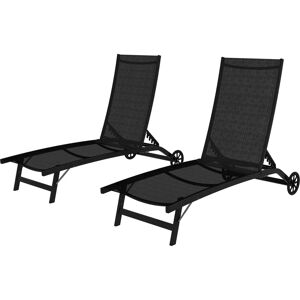 Set di 2 chaise longue regolabili nere Outsunny Set di 2 chaise longue regolabili nere Outsunny