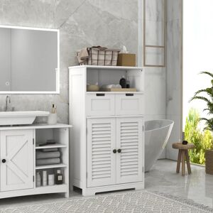 Armadio bagno Kleankin - Mensole regolabili, 2 cassetti, Bianco - Arredo bagno Armadio bagno Kleankin - Mensole regolabili, 2 cassetti, Bianco - Arredo bagno