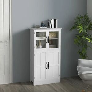 HOMCOM Buffet da cucina bianco moderno con porte in vetro e mensole - Credenza da cucina HOMCOM Buffet da cucina bianco moderno con porte in vetro e mensole - Credenza da cucina